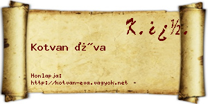 Kotvan Éva névjegykártya